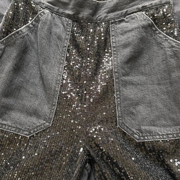 PINKO Parker Plus Black Sequin Palazzo Trousers – Glam Statement Pants (Sz 26) - Picture 8 of 8